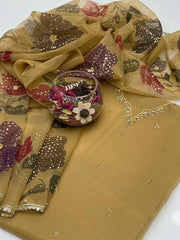 2 Pc Unstitched Handmade Organza Zaari Beads