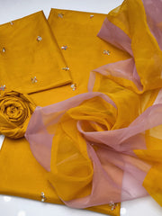 3 Pc Unstitched Organza Handwork Collection