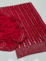 2 Pc Unstitched Mukesh Work Chiffon