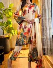 3 Pc Unstitched Shamoze silk Digital Prints