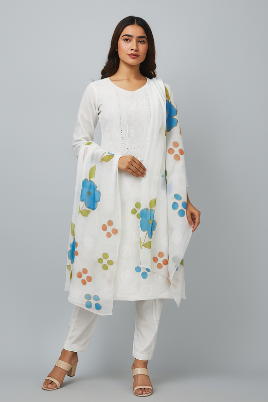 2 Pc Unstitched Shadow Sheesha Chiffon Oil paint