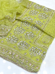 2 pc unstitched gotta mukesh organza