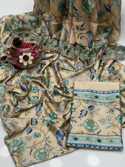 3 Pc Unstitched Shamoze Silk Digital Print Sequence Emb