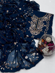 2 Pc Unstitched Press Gotta Chiffon jaal