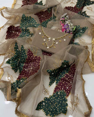 2 Pc Unstitched Organza zarri sequence