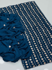 2 Pc Unstitched Handmade Gotta mukesh chiffon