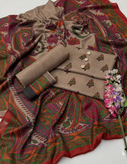 3 Pc Unstitched Kalamkari Pashmina Wool