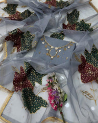 2 Pc Unstitched Organza zarri sequence