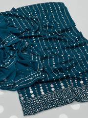 2 Pc Unstitched Mukesh Work Chiffon