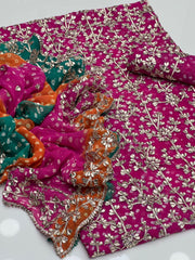 2 Pc Unstitched Handmade Chunri Gotta Chiffon