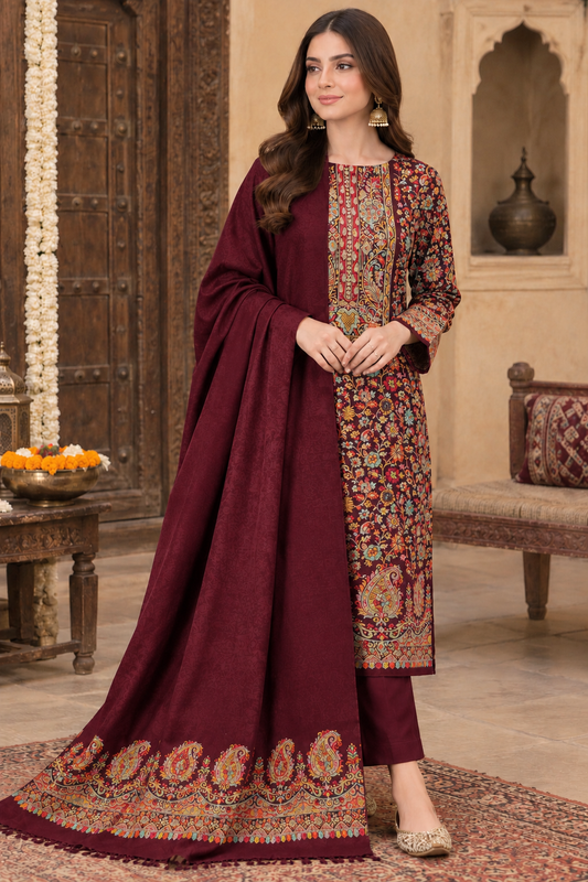 3 Pc Unstitched Kani Pashmina Wool Jaal Collection