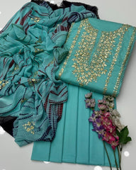 3 Pc Unstitched Handmade Gotta Lawn