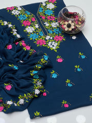 2 Pc Unstitched Ribbon work Chiffon