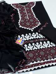 3 Pc Unstitchd Ajrak Cotton Applique