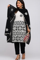 3 Pc Unstitched Handmade Applic Lawn