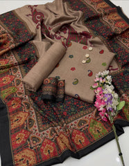 3 Pc Unstitched Kalamkari Pashmina Wool