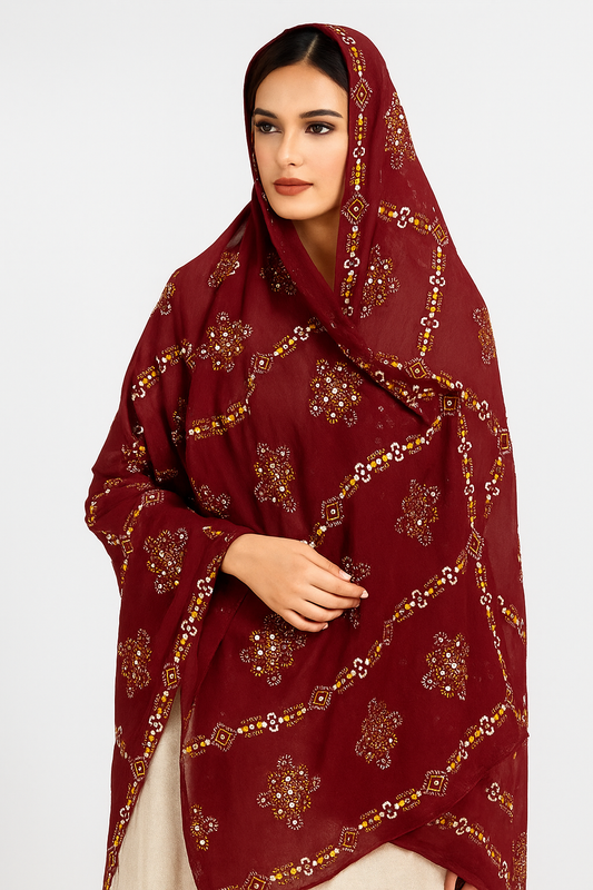 Balochi Sequnce Chiffon chadar