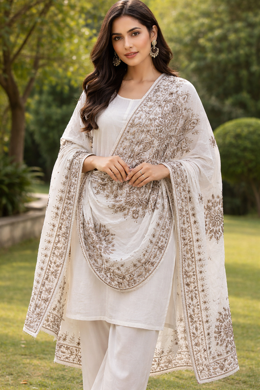 PURE SHAMOZE SILK MARORI GOTTA DUPATTA (KSB 213A)