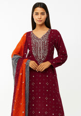 2 Pc Unstitched Mukesh Chiffon