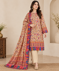 3 Pc Unstitched Kalamkari Pashmina Wool(KSB273)