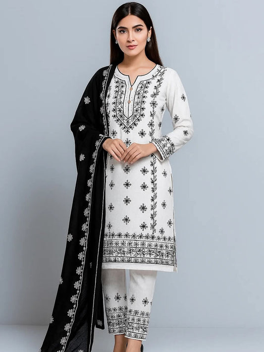 3 Pc Unstitched Lawn handmade style