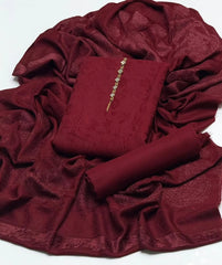 3 Pc Unstitched Jacquard Pashmina