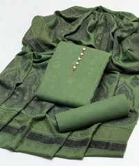 3 Pc Unstitched Jacquard Pashmina