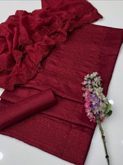 3 Pc Unstitched Viscose Silk Chicken