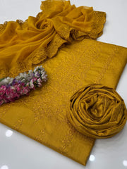 3 Pc Unstitched Viscose Silk Chicken