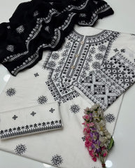 3 Pc Unstitched Cross-Stitcjed Lawn