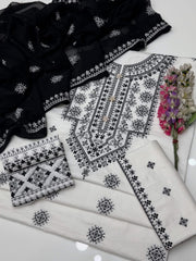 3 Pc Unstitched Cross-Stitcjed Lawn