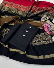 3 Pc Unstitched Dhanak Marina 3D pashmina