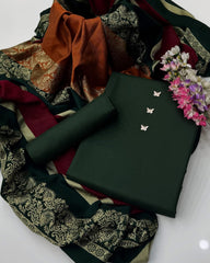 3 Pc Unstitched Dhanak Marina 3D pashmina