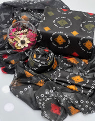 3 Pc Unstitched Shamoze Silk Chunri Print