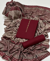 3 pc unstitched dhanak marina 3D pashmina