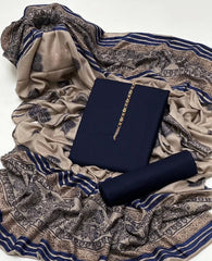 3 pc unstitched dhanak marina 3D pashmina