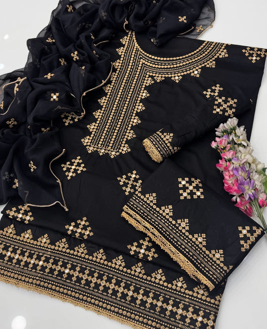 3 Pc Unstitched Lawn Embroidered Collection