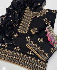 3 Pc Unstitched Lawn Embroidered Collection