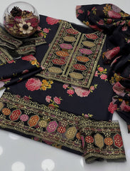 3 Pc Unstitched Digital Prints Shamoze Silk Neck