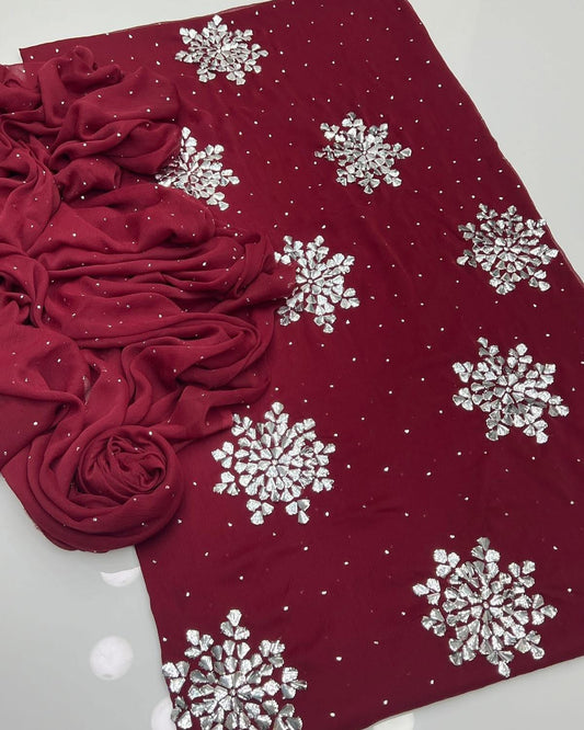 2 pc handmade soft crinkle mukesh work