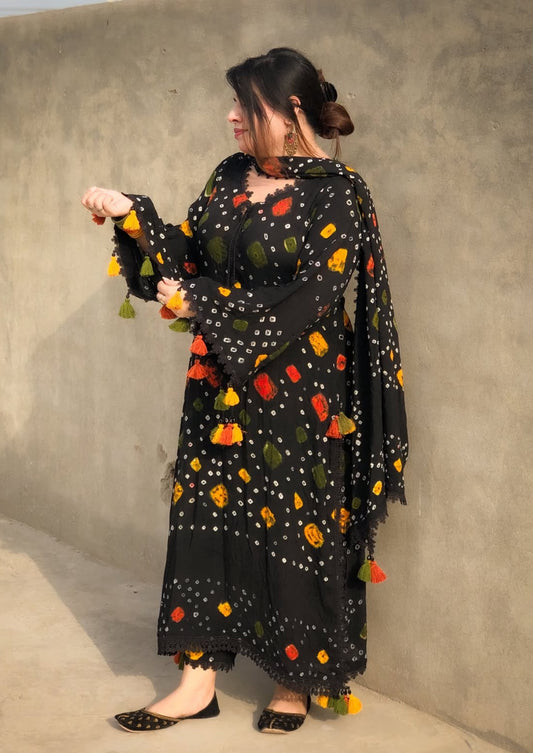 3 Pc Unstitched Rajistani Handmade Chunri