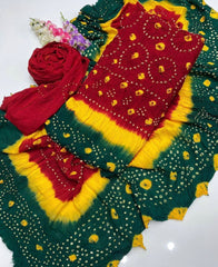 3 Pc Unstitched Rajistani Handmade Chunri