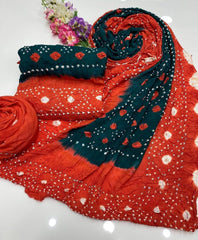 3 Pc Unstitched Rajistani Handmade Chunri