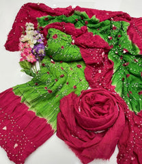 3 Pc Unstitched Rajistani Handmade Chunri