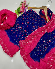 3 Pc Unstitched Rajistani Handmade Chunri