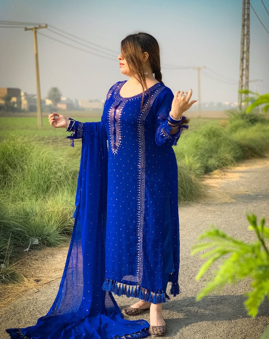 2 Pc Unstitched Handmade Mukesh work