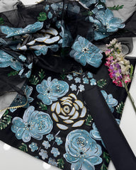 3 Pc Unstitched Handmade Oil Paint Organza