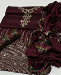 3 pc unstitched Susi silk sequence embroidered