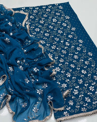 2 pc unstitched Gotta mukesh chiffon fabric