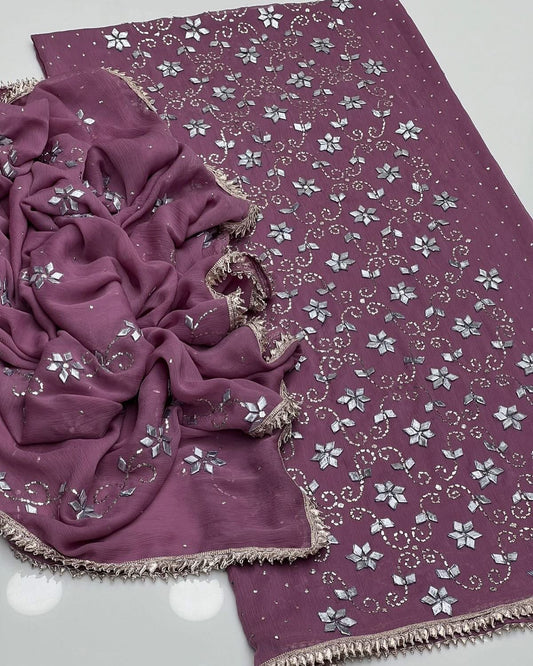 2 pc unstitched Gotta mukesh chiffon fabric